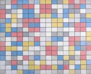 Composição em tabuleiro de damas com cores claras, Mondrian, 1919