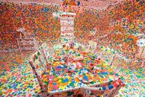 Sala de Obliteração, exposição Obsessão Infinita, de Yayoi Kusama